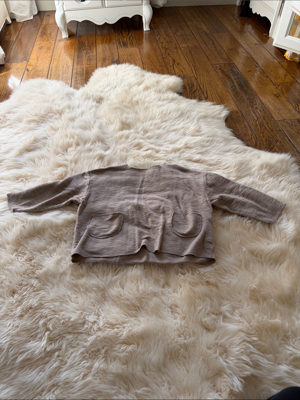Toddler Neutral Taupe Knit Cardigan with Front Patch Pockets